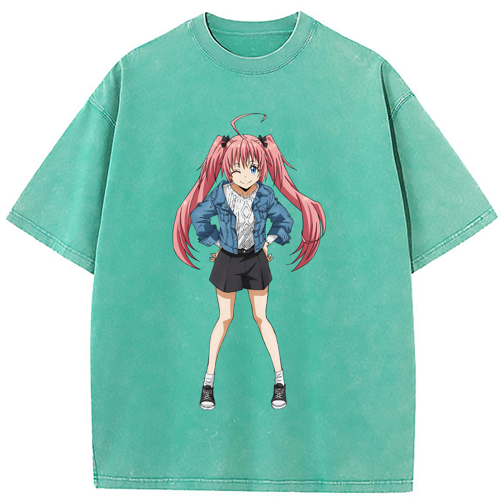 （画像用） 転スラ Regarding Reincarnated to Slime 綿100% ヴィンテージ風 半袖Tシャツ（フロントプリント）